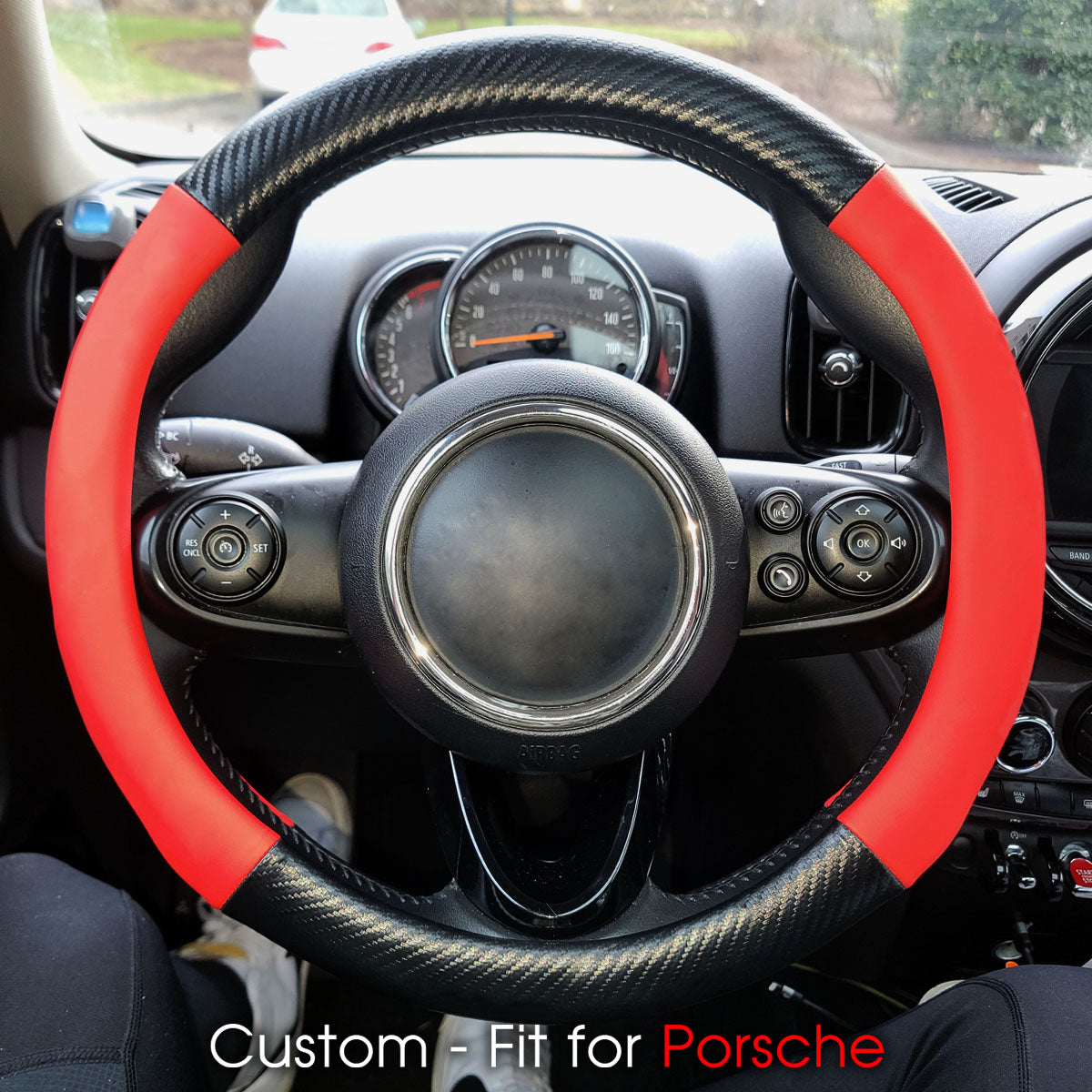 Car Steering Wheel Cover, Custom-Fit For Cars, Leather Nonslip 3D Carbon Fiber Texture Sport Style Wheel Cover for Women, Interior Modification for All Car Accessories DLRL225