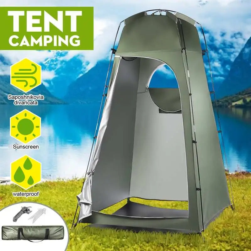 Portable Pop Up Privacy Tent, Outdoor Camping Bathroom Toilet Shower Tent Spacious Dressing Changing Room for Hiking Beach Picnic Fishing - Delicate Leather