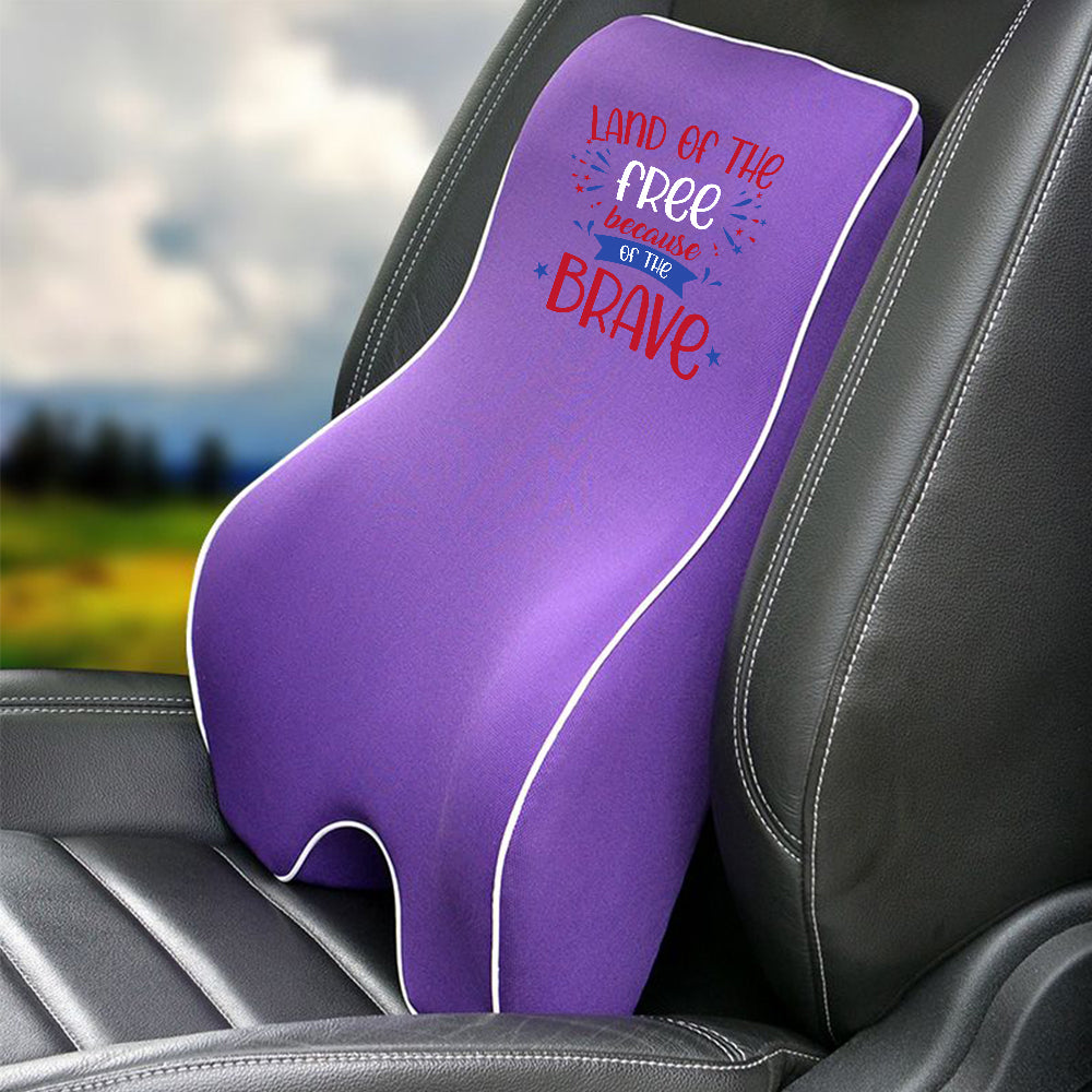 Land Of The Free, Because Of Brave Lumbar Support Cushion for Car and Headrest Neck Pillow Kit, Custom For Cars, Ergonomically Design for Car Seat, Car Accessories, Retro 4th of July 03