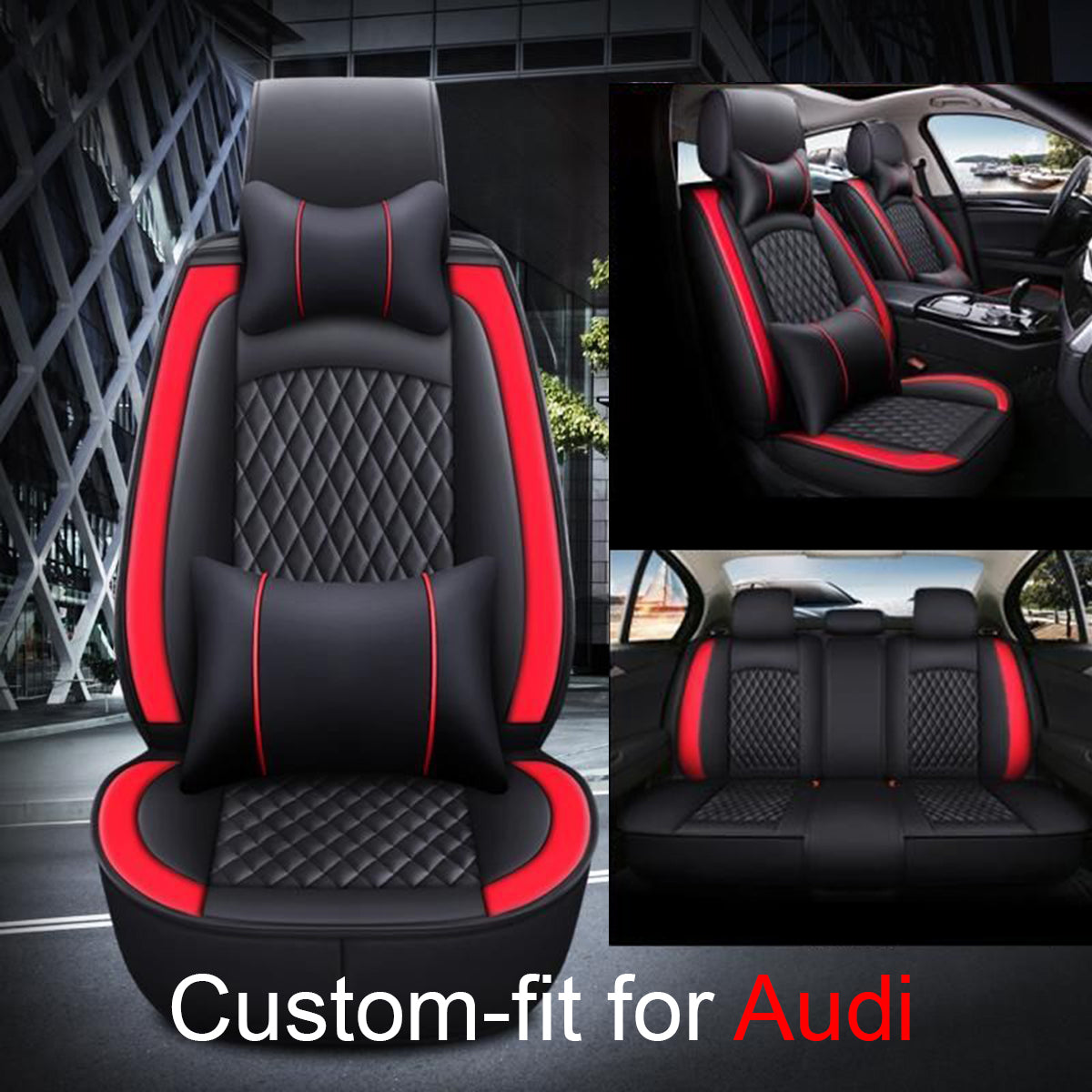 2 Car Seat Covers Full Set, Custom-Fit For Car, Waterproof Leather Front Rear Seat Automotive Protection Cushions, Car Accessories DLRA211