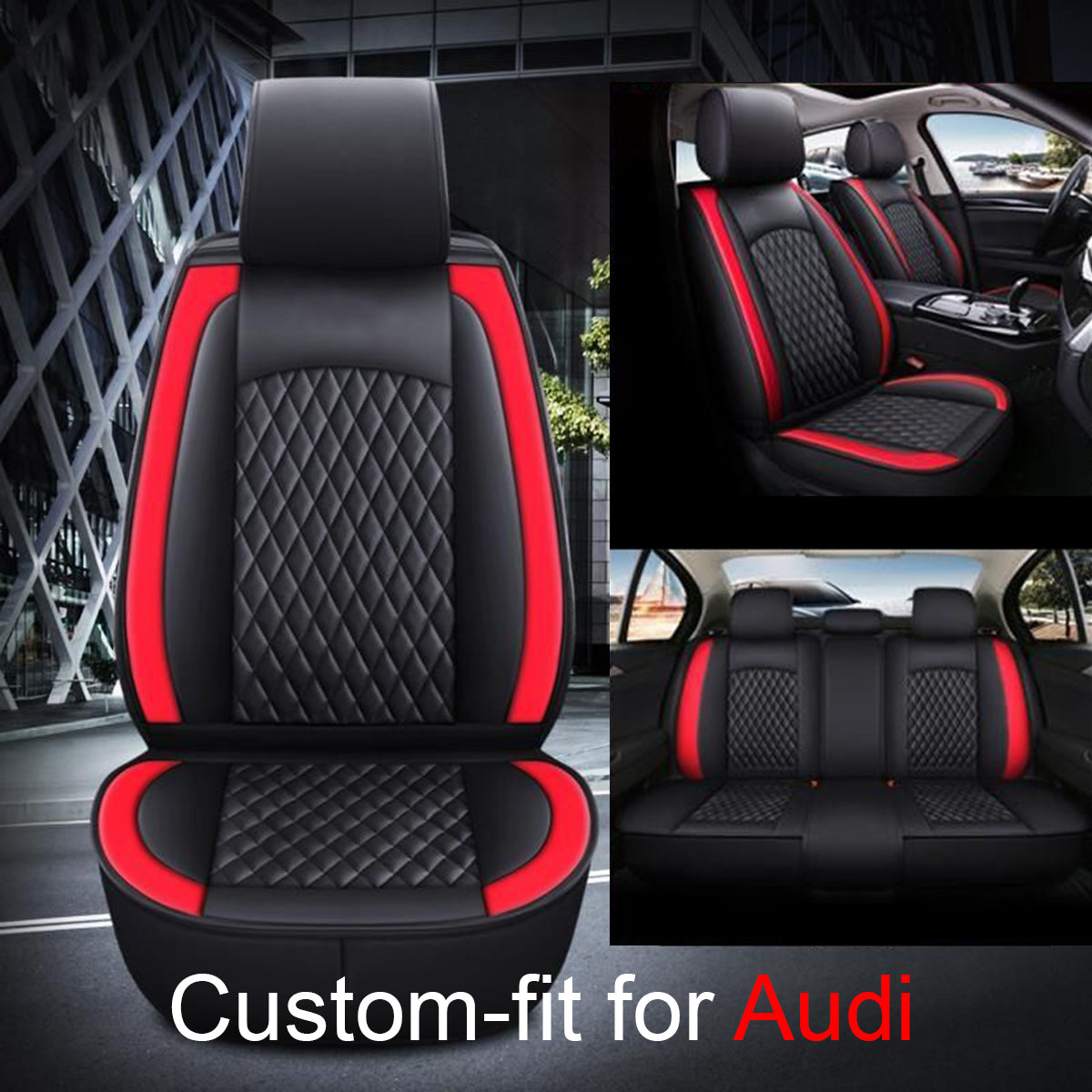 2 Car Seat Covers Full Set, Custom-Fit For Car, Waterproof Leather Front Rear Seat Automotive Protection Cushions, Car Accessories DLRA211