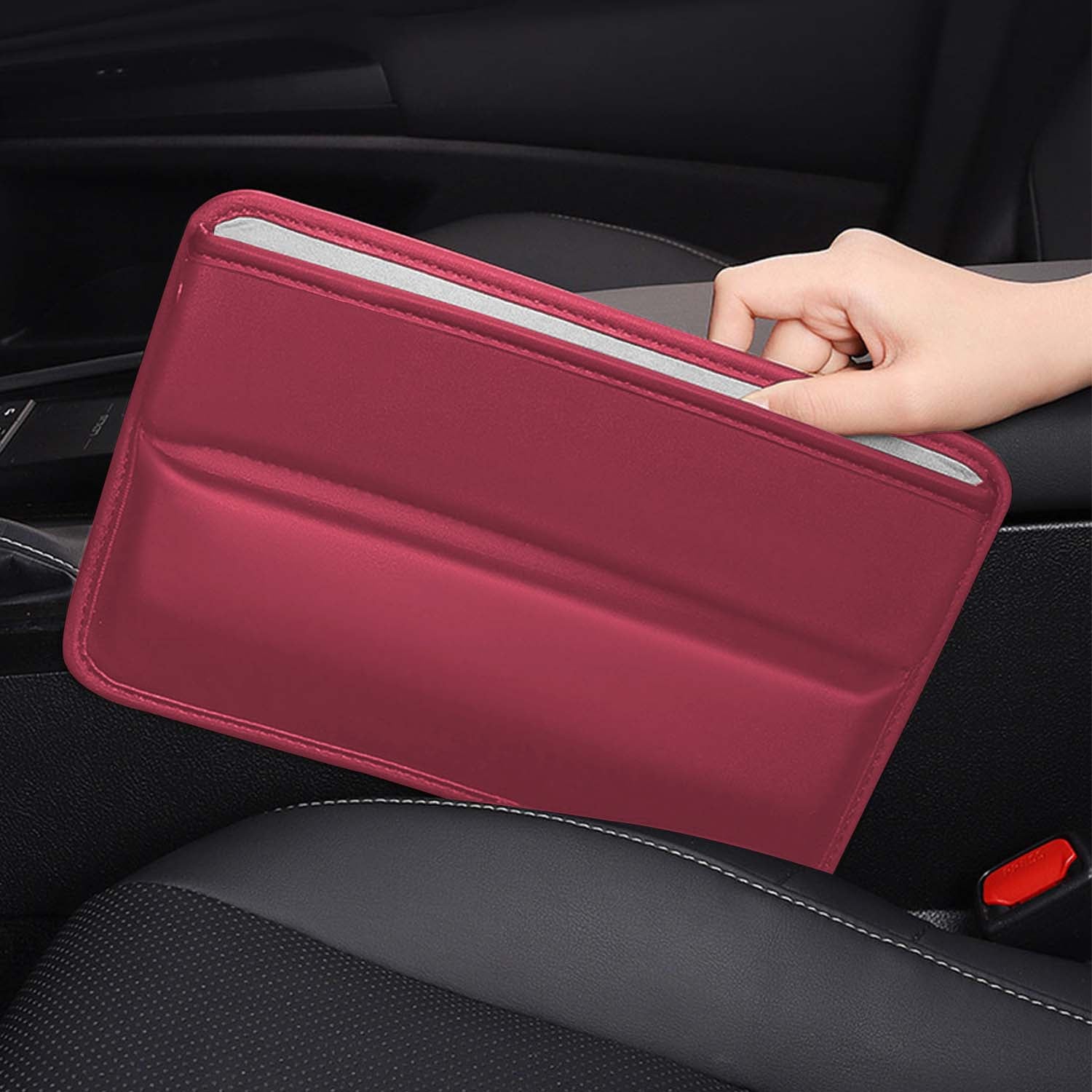 Car Seat Gap Filler Organizer, Custom-Fit For Car, Multifunctional PU Leather Console Side Pocket Organizer for Cellphones, Cards, Wallets, Keys DLHY226