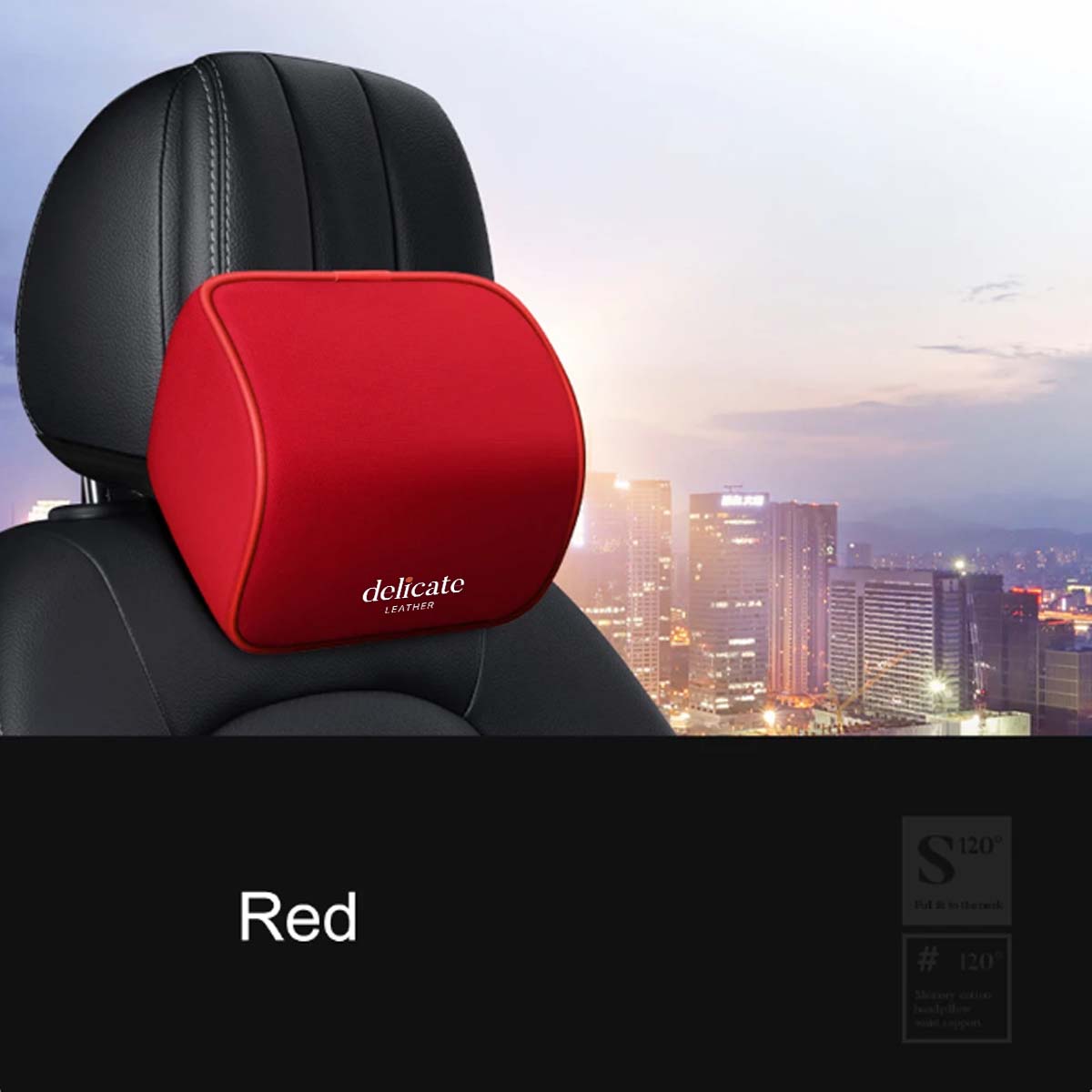 Enhance Your Driving Comfort with the Car Neck Headrest Pillow: Premium Auto Seat Head Support and Neck Protector - Memory Cotton Cushion for Automobiles - Delicate Leather