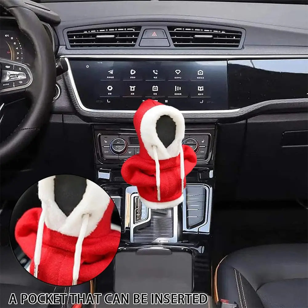 Hoodie Car Gear Shift Cover Christmas Decor Gearshift Hoodie Car Gear Shift Knob Cover Manual Handle Gear Change Lever Cover - Delicate Leather
