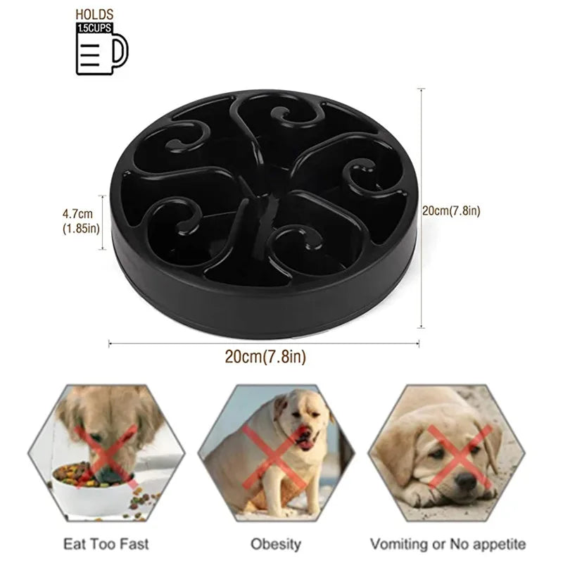 Pet Dog Slow Feeder Bowl Fun Non Slip Anti-Gulping Slower Food Feeding Dishes Eco Dog Bowl for Large Medium Small Dogs Puppy - Delicate Leather