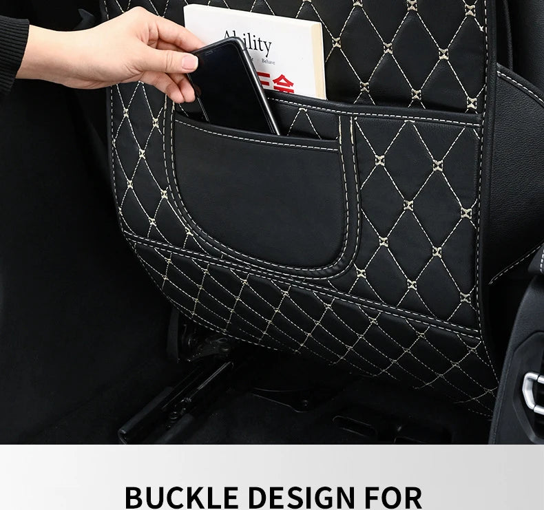 Car Seat Back Anti-Kick Protector Pad - Waterproof PU Leather Cover for Interior Protection and Cleanliness