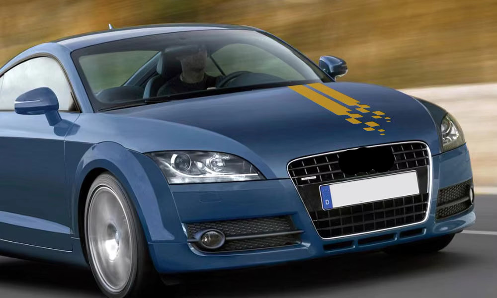 Car Hood Long Stripe Vinyl Decal Set – Sport Styling Graphic Stickers - Delicate Leather