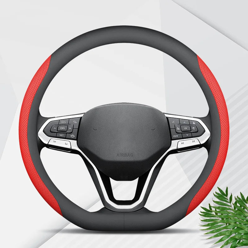 5 Colors Universal 38cm Car Steering Wheel Cover - Anti-Slip Nappa Leather Breathable Fashion Sport Auto Interior Accessories