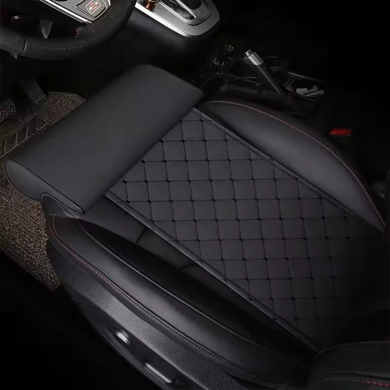 Leather Car Seat Extender Cushion – Memory Foam Leg Support Pillow for Long-Distance Driving and Office Use