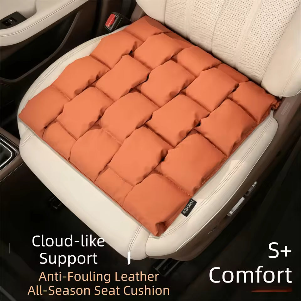 Nappa Leather Car Seat Cushion – Memory Foam Filled Breathable Waterproof Seat Pad - Delicate Leather  