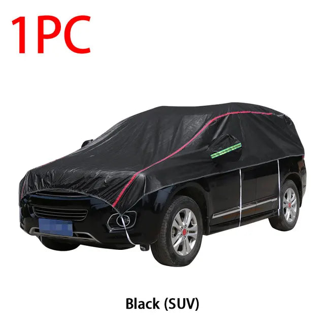 Universal Car Half Covers - Waterproof Outdoor Oxford Fabric Car Body Cover with UV Protection, Dustproof, and Snowproof for SUVs and Sedans