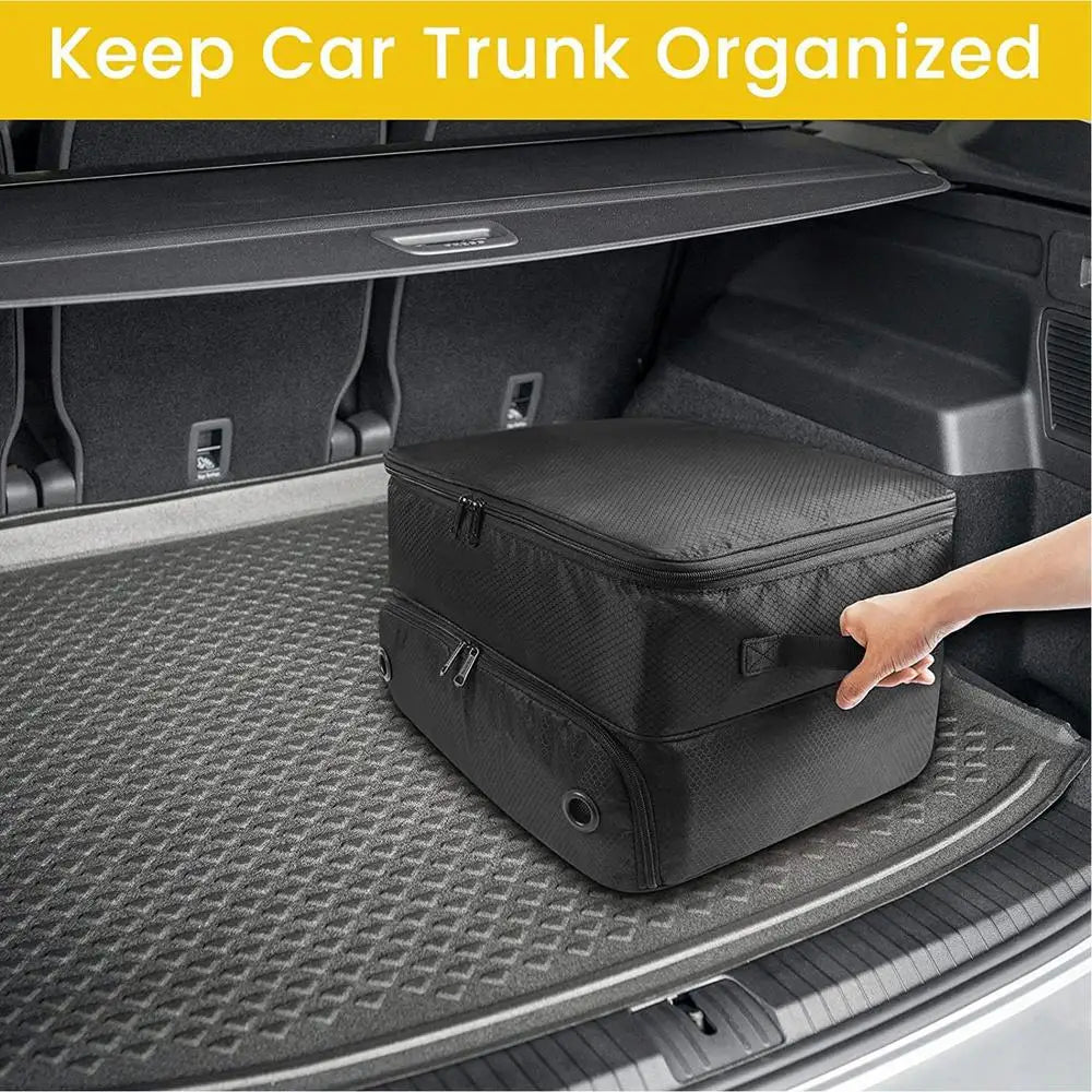 2 Layer Golf Trunk Organizer, Waterproof Car Golf Locker for 2 Pair Shoes, Durable Golf Trunk Organizer for Clothes and Other Golf Accessories, Golf Gifts