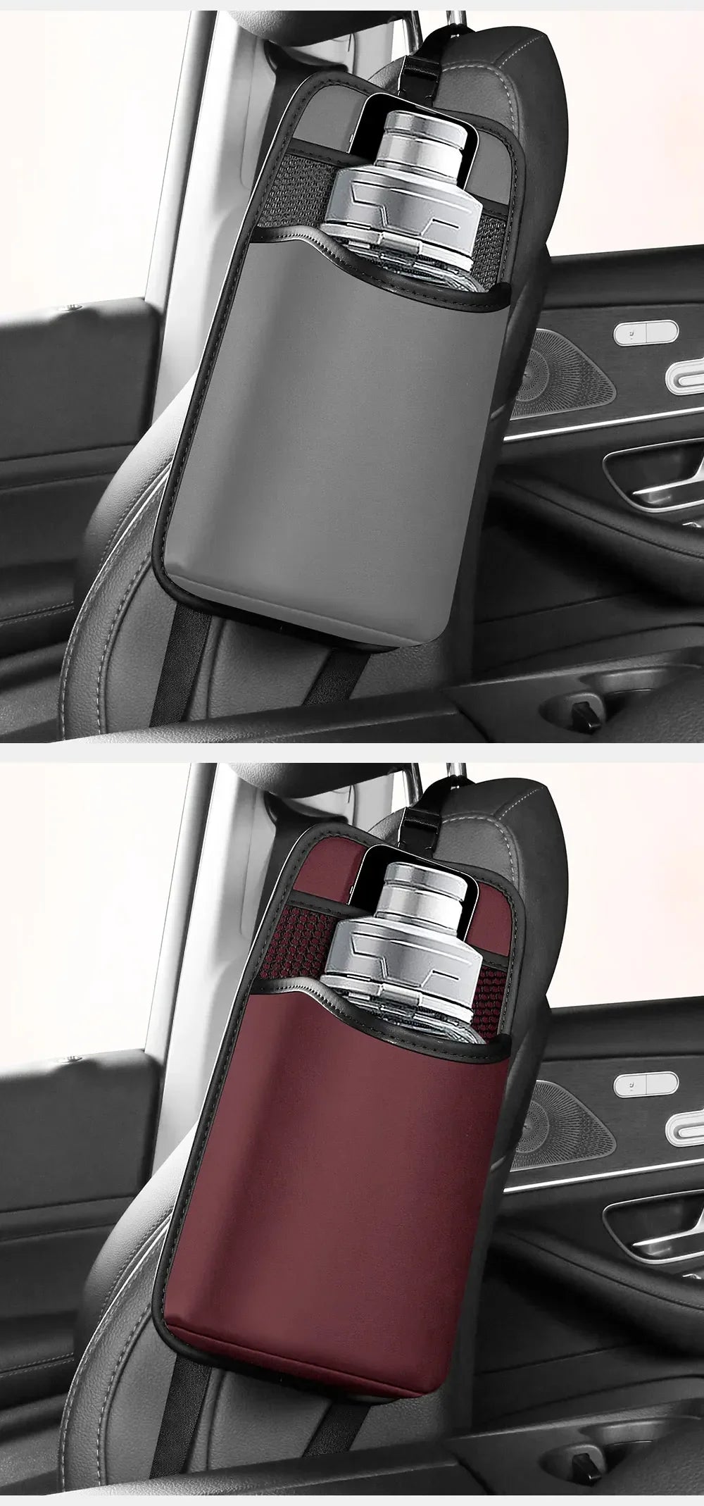 Car Seat Side Storage Bag - Multi-Pocket Drink Holder Pocket Styling Organizer Card Ticket Holder Nappa Leather Auto Accessories