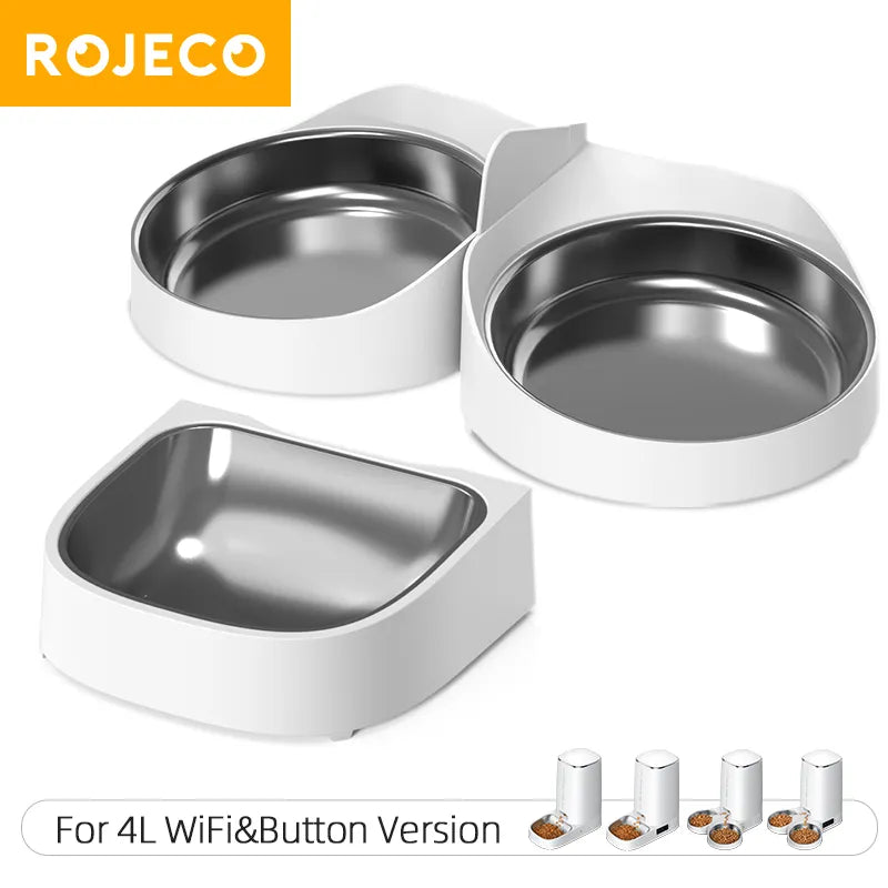 Only Stainless Steel Single & Double Bowl Accessories For 4L Automatic Pet Feeder Cat Food Dispenser Without Pet Feeder