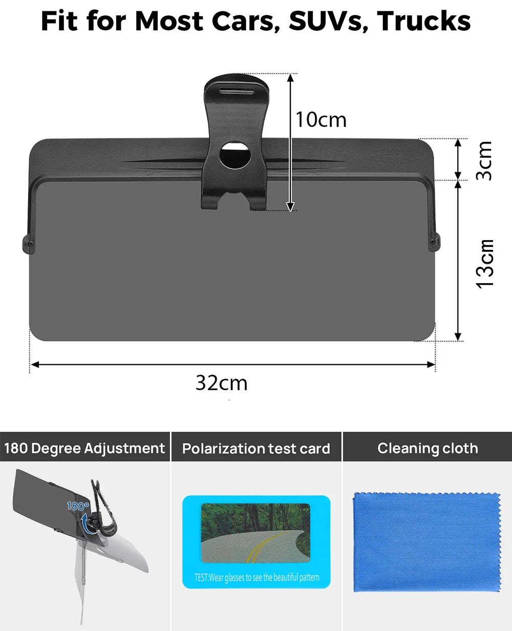 Universal Car SUVs Trucks Adjustable Polarized Sunshade Plate Car Sun Visor: Anti-Dazzle, Anti-UV, Rotatable for Clear Vision