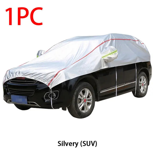 Universal Car Half Covers - Waterproof Outdoor Oxford Fabric Car Body Cover with UV Protection, Dustproof, and Snowproof for SUVs and Sedans