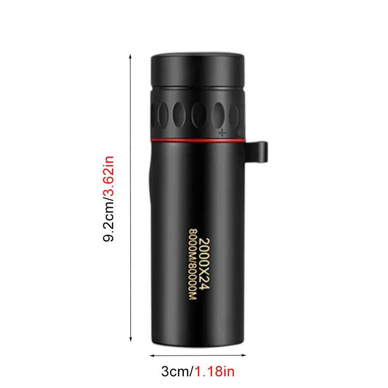 High-Definition 2000x24 Mini Monocular Telescope with Mobile Phone Holder - Compact and Portable for Outdoor Camping, Hunting, and Birdwatching Adventures - Delicate Leather