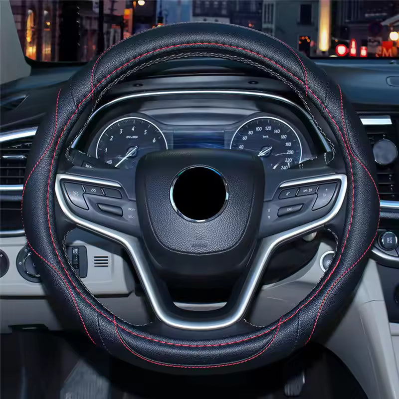 38CM Sports Leather Steering Wheel Cover – Anti-Slip Universal Car Grip Protector - Delicate Leather