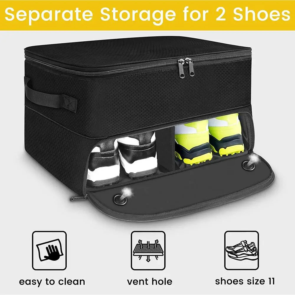 2 Layer Golf Trunk Organizer, Waterproof Car Golf Locker for 2 Pair Shoes, Durable Golf Trunk Organizer for Clothes and Other Golf Accessories, Golf Gifts