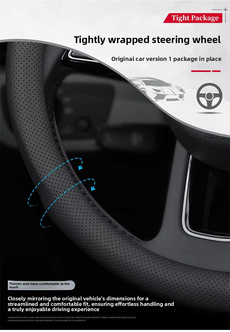 Ultra-Thin Nappa Leather Steering Wheel Cover – Universal Anti-Slip All-Season Grip - Delicate Leather  