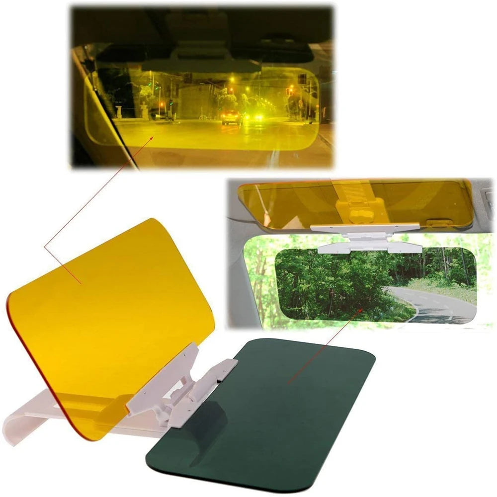 2 in 1 Car Sun Visor HD Goggle: Day and Night Anti-UV Anti-Dazzle Sun Block Sunshade - Rotatable Clear Driving Mirror