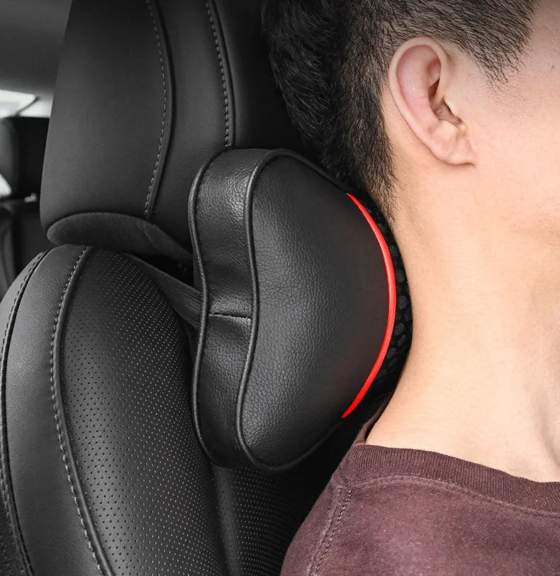 Breathable Car Seat Neck Pillow: Auto Head and Neck Support Cushion for Relaxation and Comfort - Delicate Leather