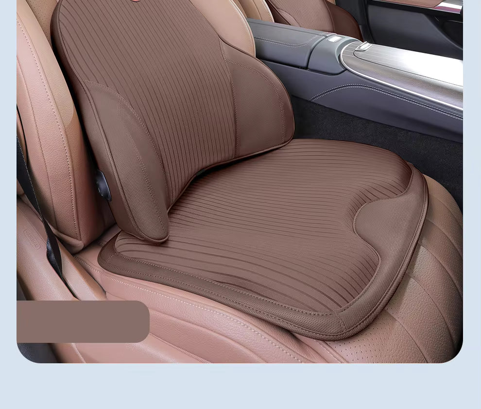 Nappa Leather Car Headrest & Lumbar Pillow – Memory Foam Neck and Waist Cushion Set - Delicate Leather