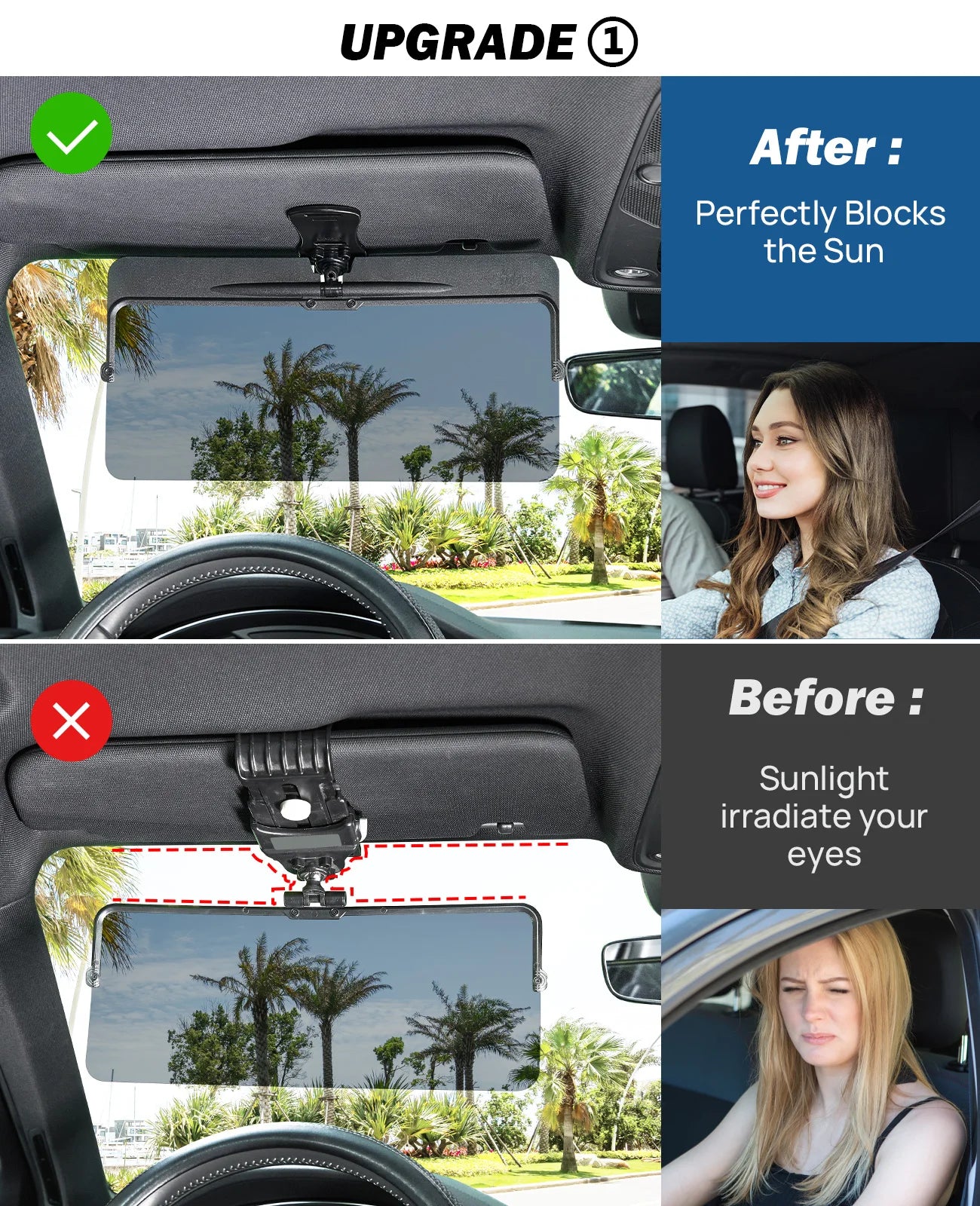 Universal Car SUVs Trucks Adjustable Polarized Sunshade Plate Car Sun Visor: Anti-Dazzle, Anti-UV, Rotatable for Clear Vision