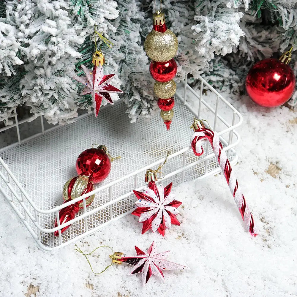 3-6Pcs Christmas Balls Christmas Tree Ornaments Mini Candy Cane Star Xmas Hanging Tree Pendants Home Party Decor 2023 New Year - Delicate Leather