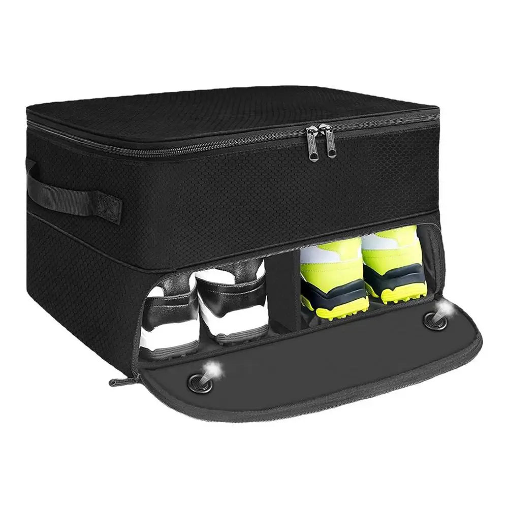 2 Layer Golf Trunk Organizer, Waterproof Car Golf Locker for 2 Pair Shoes, Durable Golf Trunk Organizer for Clothes and Other Golf Accessories, Golf Gifts