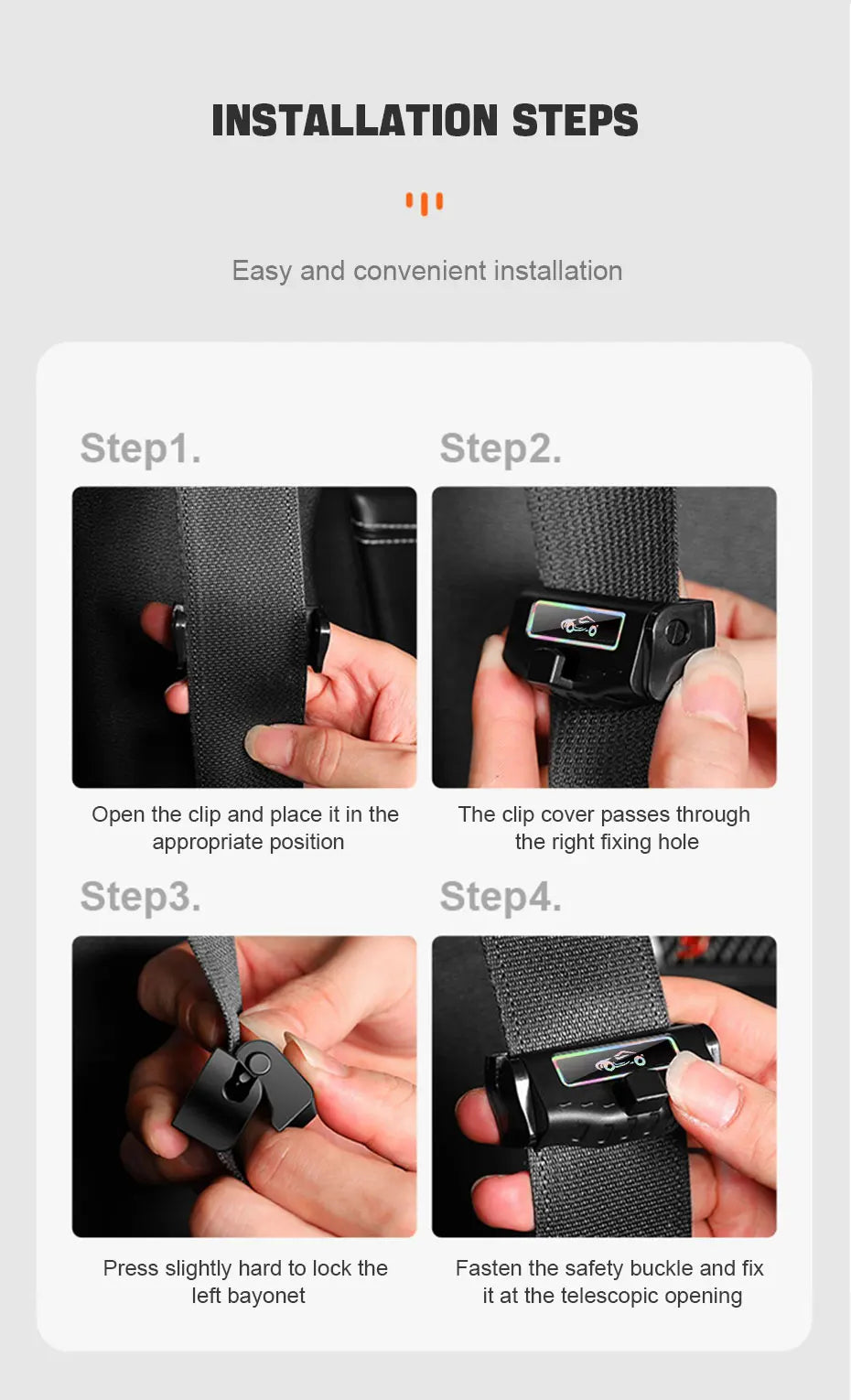 Car Seat Belt Limiter Buckle Stopper - Safety Clip and Anti-Slip Limiter - 2 Pack