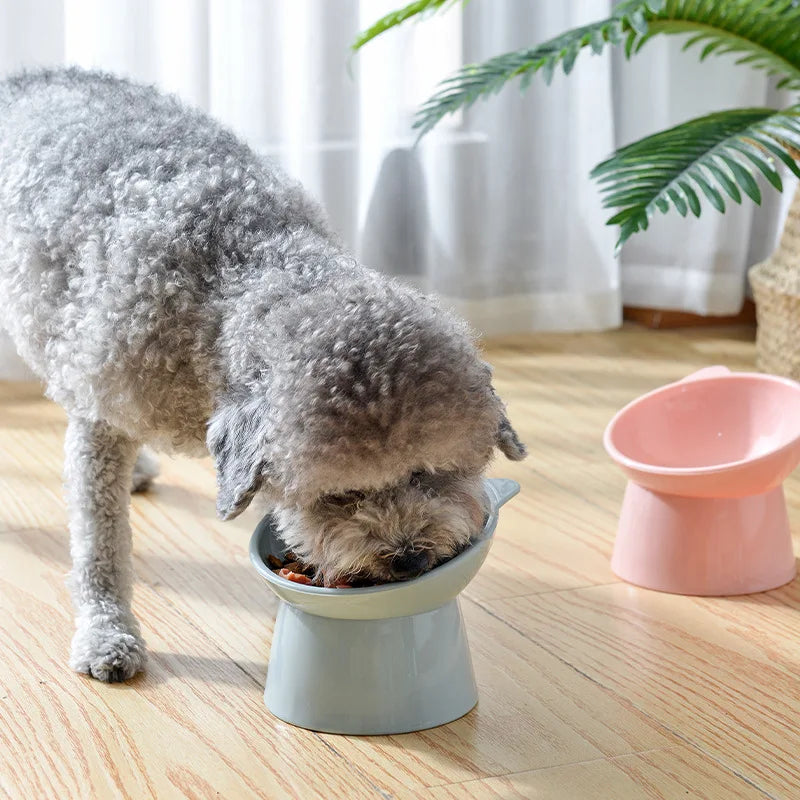 2023 New Cat Bowl High Foot Dog Bowl 45°Neck Protector Cat Pet Food Water Bowl Pet Feeding Cup Pet Feeder Bowl - Delicate Leather