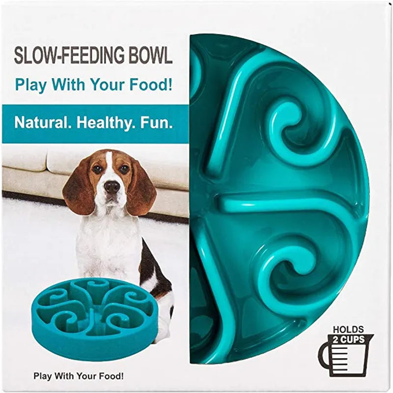 Pet Dog Slow Feeder Bowl Fun Non Slip Anti-Gulping Slower Food Feeding Dishes Eco Dog Bowl for Large Medium Small Dogs Puppy - Delicate Leather