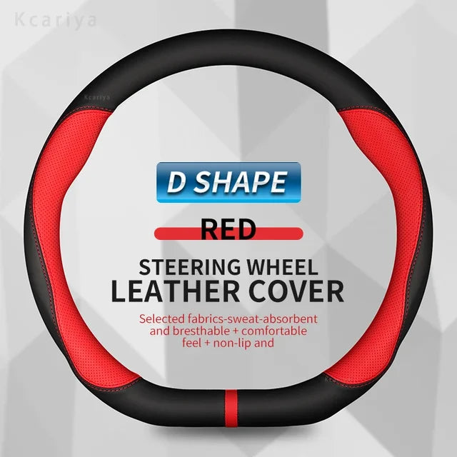 Carbon Fiber Leather Car Steering Wheel Cover - Fit for Car