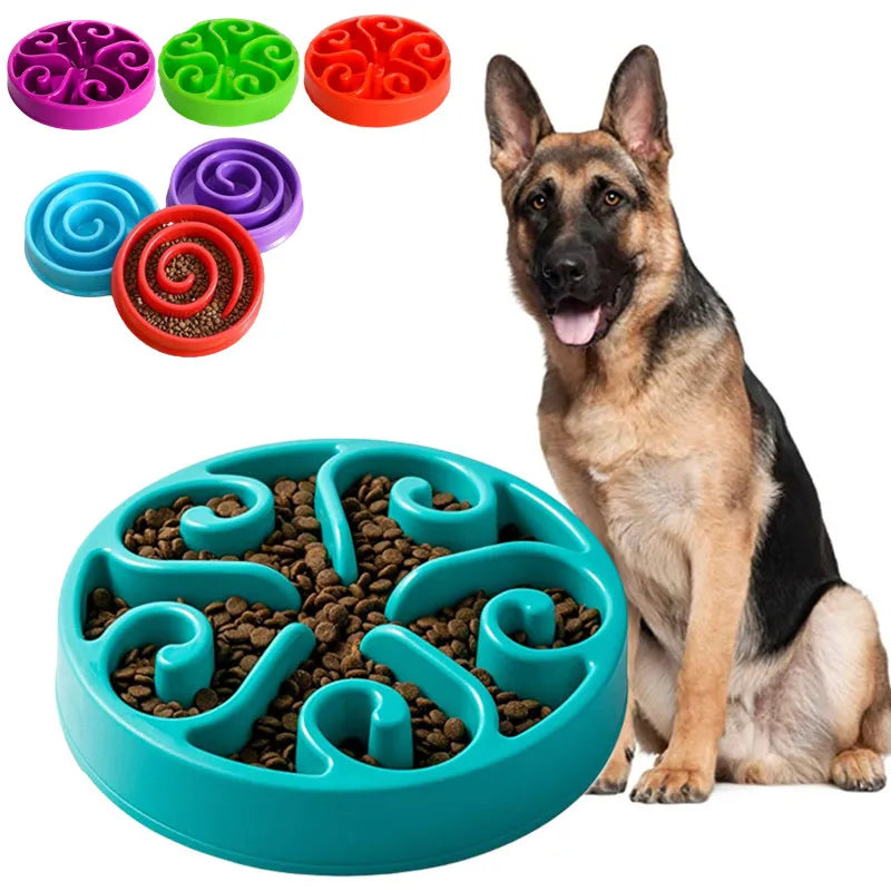 Pet Dog Slow Feeder Bowl Fun Non Slip Anti-Gulping Slower Food Feeding Dishes Eco Dog Bowl for Large Medium Small Dogs Puppy - Delicate Leather