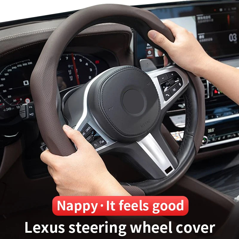 Nappa Leather Steering Wheel Cover Trim - Handle Cover Interior Modification Accessories