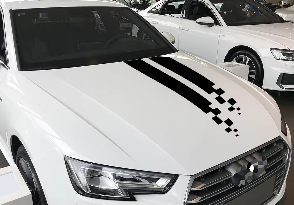 Car Hood Long Stripe Vinyl Decal Set – Sport Styling Graphic Stickers - Delicate Leather