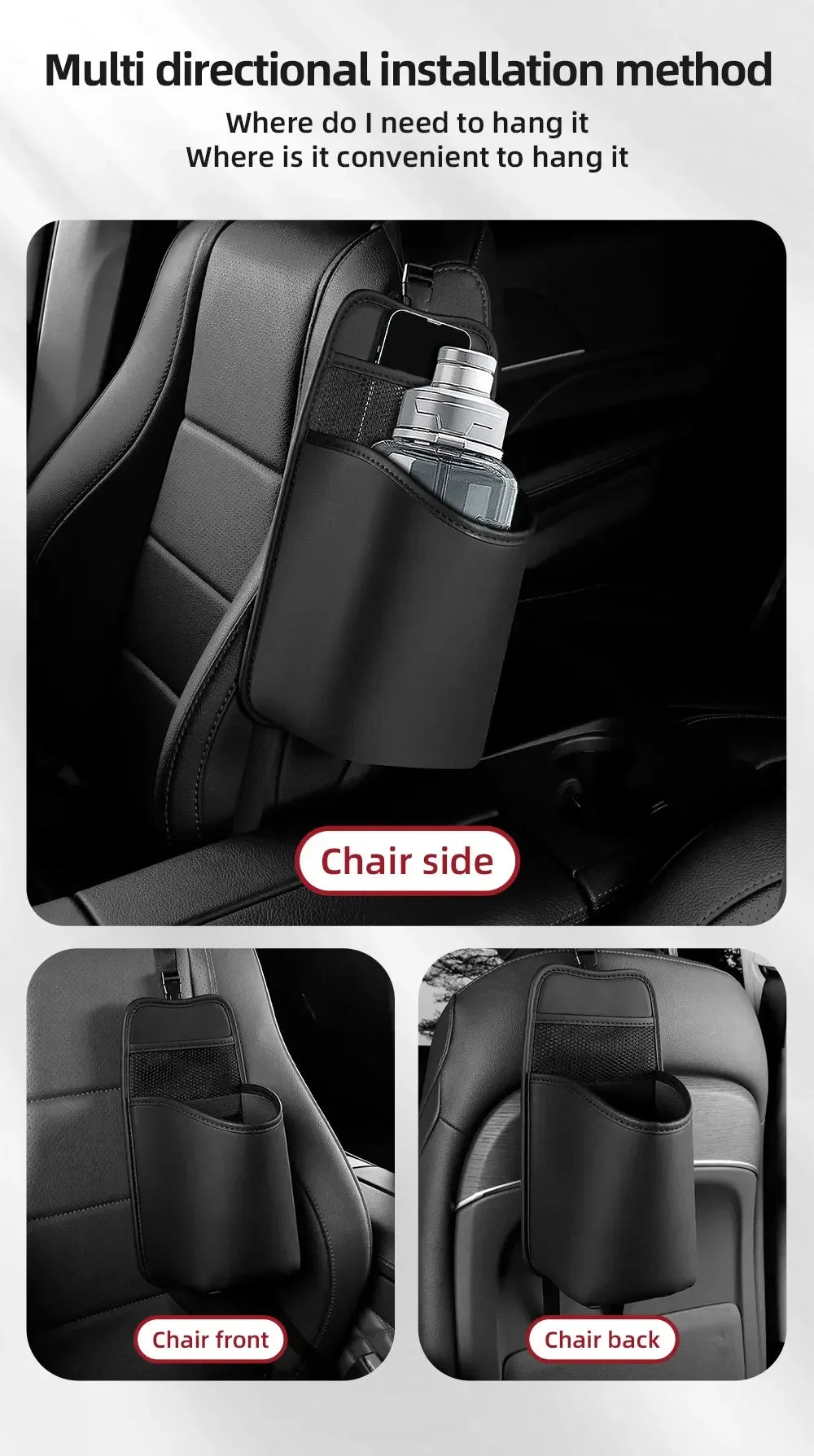 Car Seat Side Storage Bag - Multi-Pocket Drink Holder Pocket Styling Organizer Card Ticket Holder Nappa Leather Auto Accessories