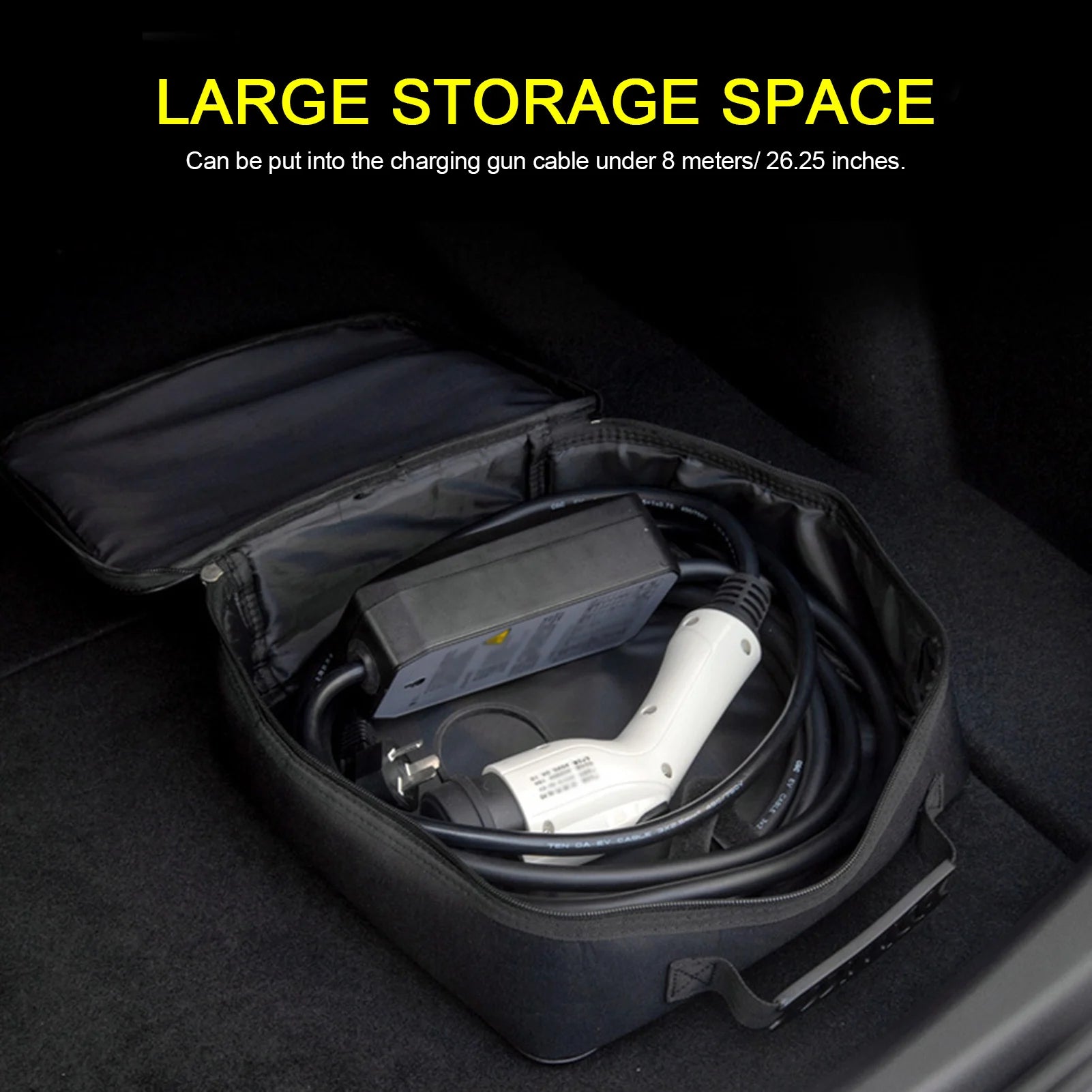 Car Charging Cable Storage Bag - Waterproof Fire-Retardant Charging Line Organizer