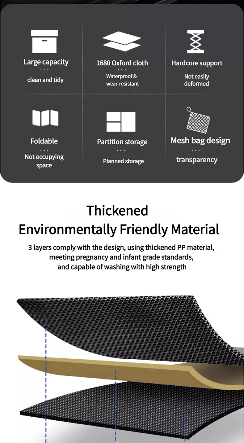 Big Trunk Organizer, Cargo Organizer SUV Trunk Storage Waterproof Collapsible Durable Multi Compartments VE12994 - Delicate Leather  