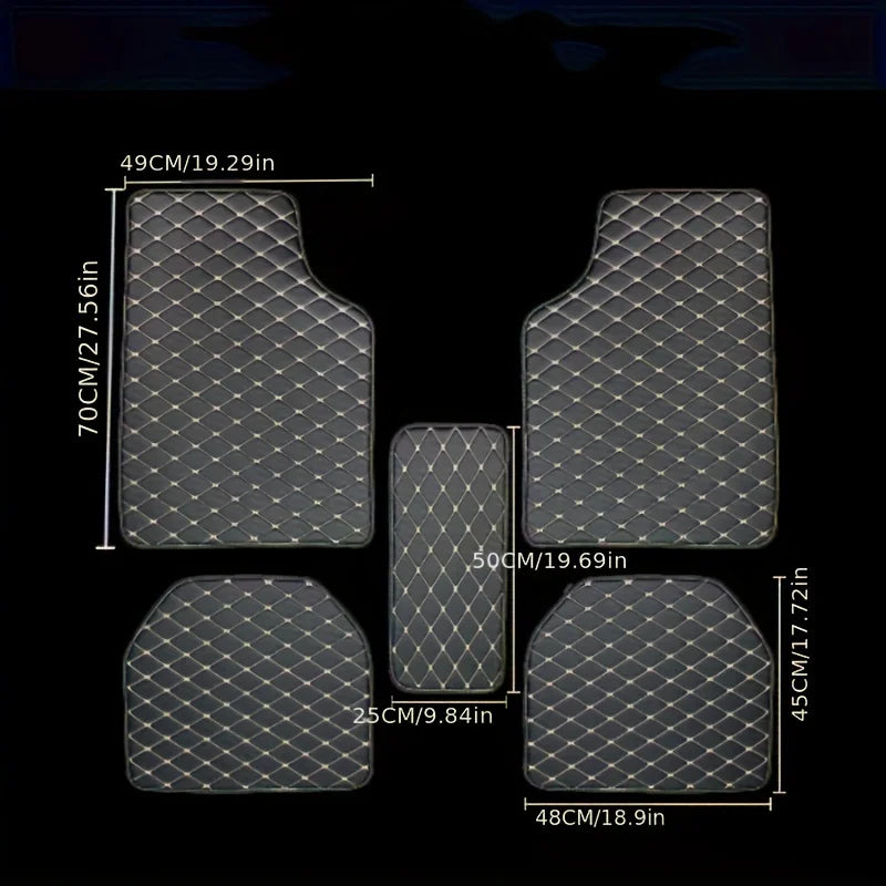 Universal Waterproof Leather Car Floor Mats - Complete Set for Front and Rear, Enhance Your Auto Interior - Delicate Leather