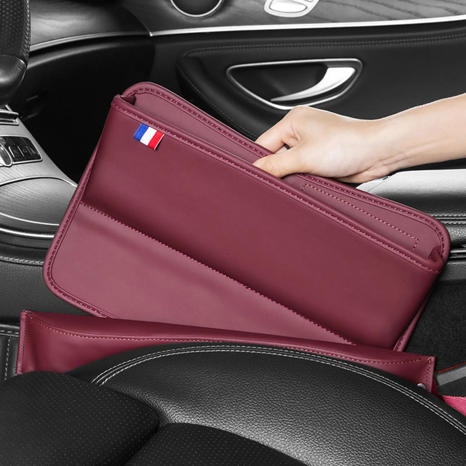 Car Organizer PU Leather Storage Car Seat Slit Gap Pocket