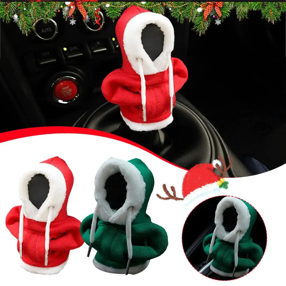 Hoodie Car Gear Shift Cover Christmas Decor Gearshift Hoodie Car Gear Shift Knob Cover Manual Handle Gear Change Lever Cover - Delicate Leather