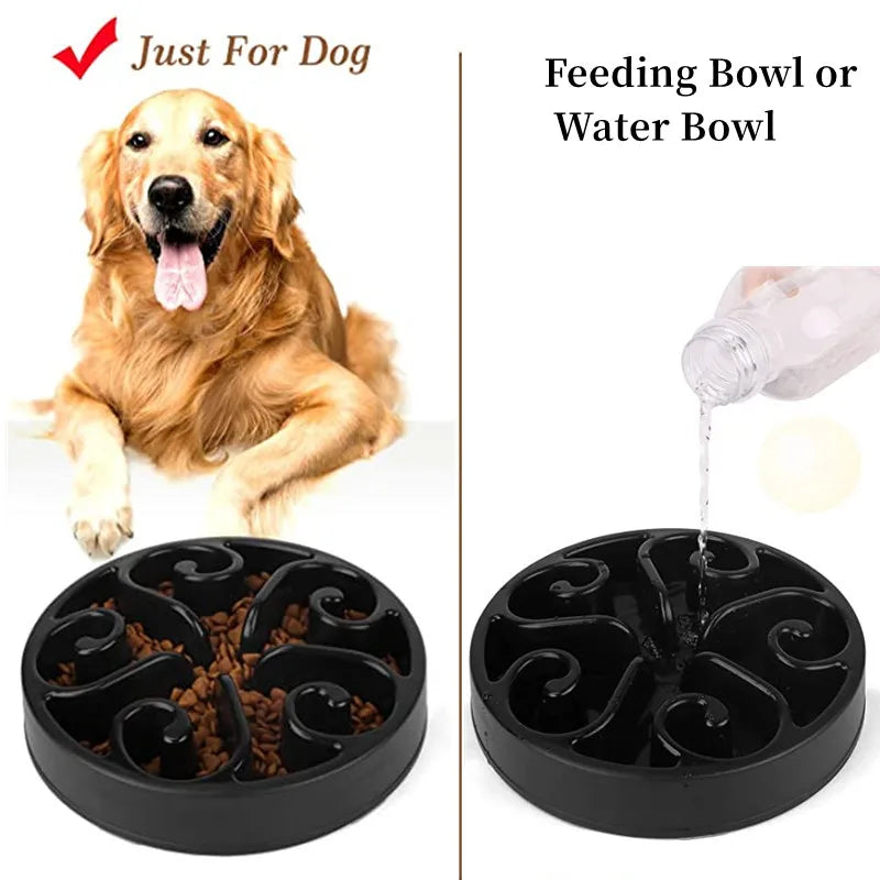 Pet Dog Slow Feeder Bowl Fun Non Slip Anti-Gulping Slower Food Feeding Dishes Eco Dog Bowl for Large Medium Small Dogs Puppy - Delicate Leather