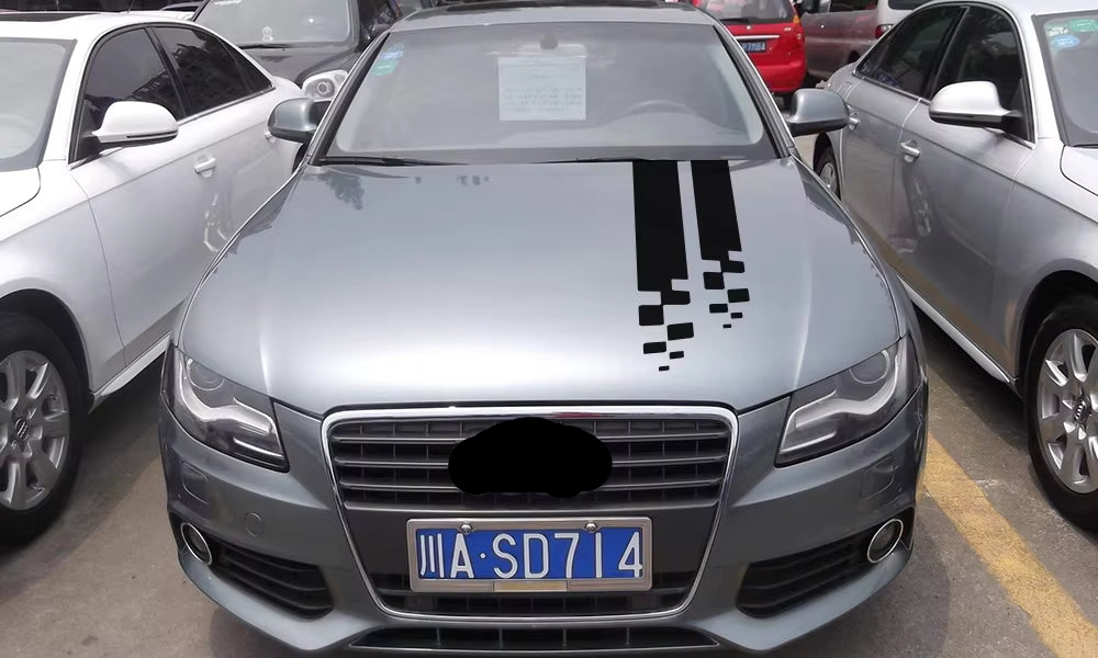 Car Hood Long Stripe Vinyl Decal Set – Sport Styling Graphic Stickers - Delicate Leather