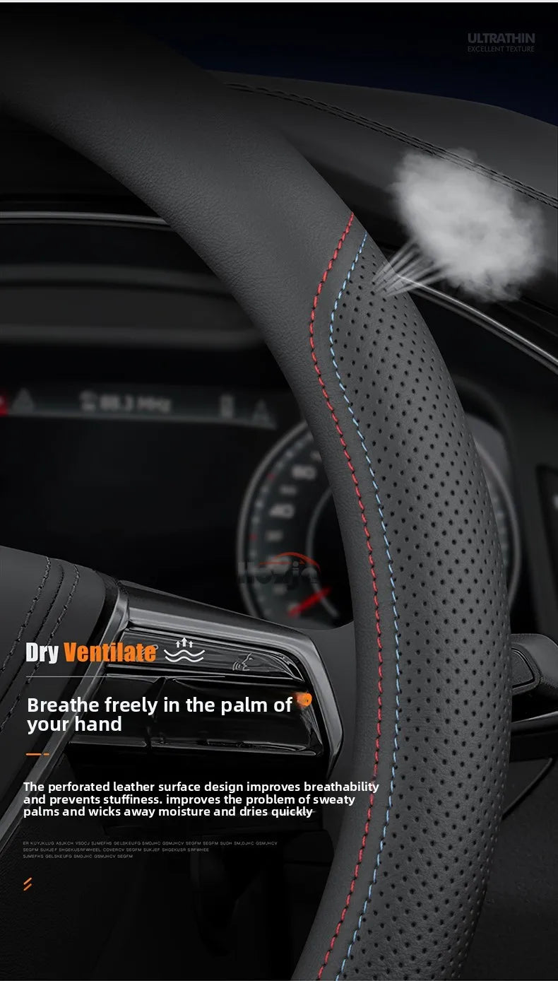 Premium Leather Steering Wheel Cover – Custom Fit Anti-Slip Grip for Select 2022–2026 Models - Delicate Leather