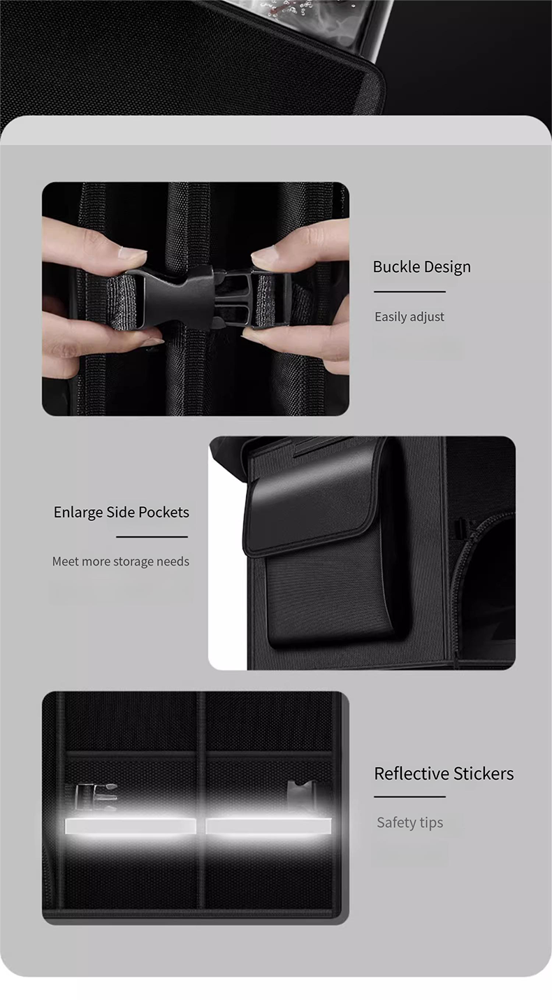 Big Trunk Organizer, Cargo Organizer SUV Trunk Storage Waterproof Collapsible Durable Multi Compartments VE12994 - Delicate Leather  