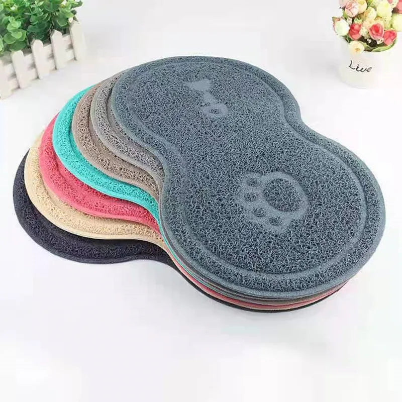 Pet Feeding Mat Dog Cat Eating Drinking Bowl Pad Waterproof Pet Litter Mat Puppy Water Food Dish Tray PVC Feed Placemat for Pet - Delicate Leather