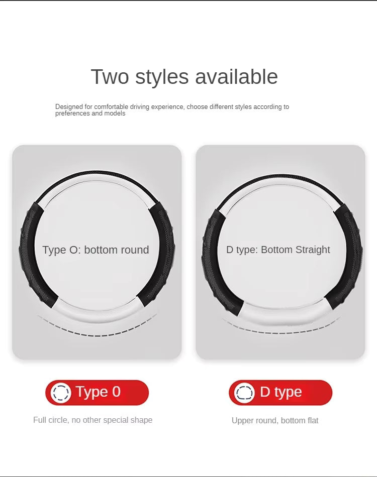 Carbon Fiber Steering Wheel Cover – Universal 38CM O/D Shape Honeycomb Non-Slip Grip - Delicate Leather