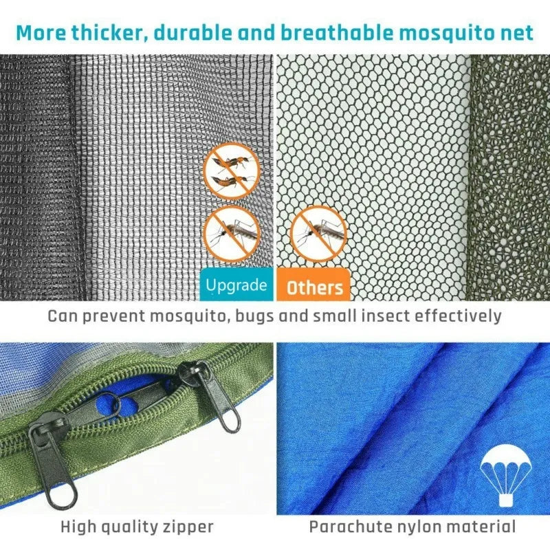 Premium Lightweight Camping Hammock with Integrated Pop-Up Mosquito Net: Durable Parachute Material, Portable Outdoor Swing Sleeping Hammock for Campers - Delicate Leather